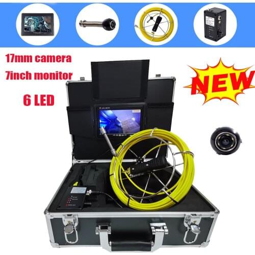 CCTV Endoscope Camera 7inch LCD Monitor 17mm Lens 6pcs LED Pipeline Drain Sewer Inspection Camera System