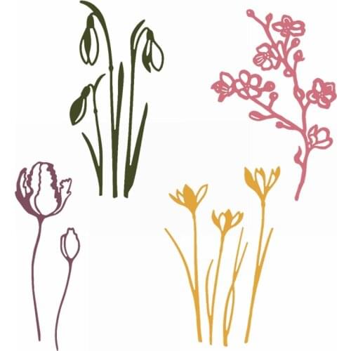 Campanula+Crocus+Tulip+Plum Blossom Die Cuts For Cards Making 4 Flowers Metal Cutting Dies Stencils 2020