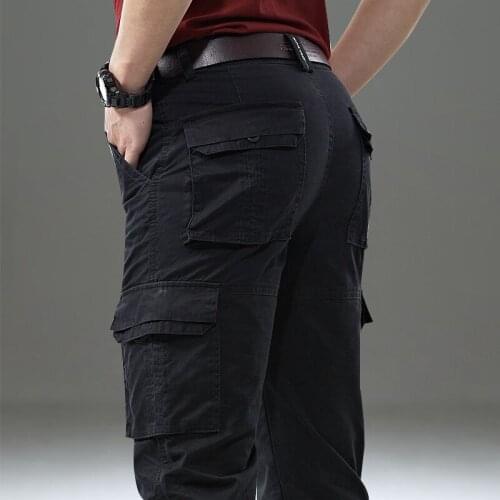 Mens Spring Cotton Multi-pocket Overalls Denim Pants Male Autumn Overalls Army Baggy Cargo Pants Military Casual Long Trousers