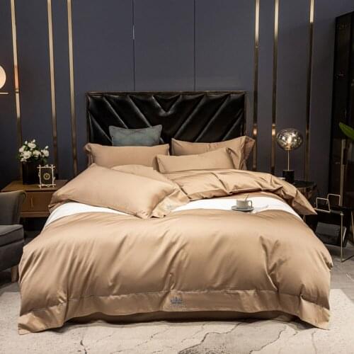 PAPA&MIMA European Style Solid Embroidery Duvet Cover Set Cotton Twin Queen Size Bedding Set Bedlinens Fitted Sheet Pillow Cases