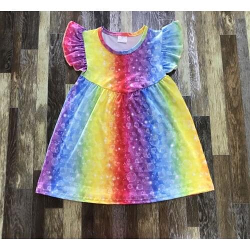 Hottest selling Kids clothing Baby girl summer rainbow bubble pretty dress