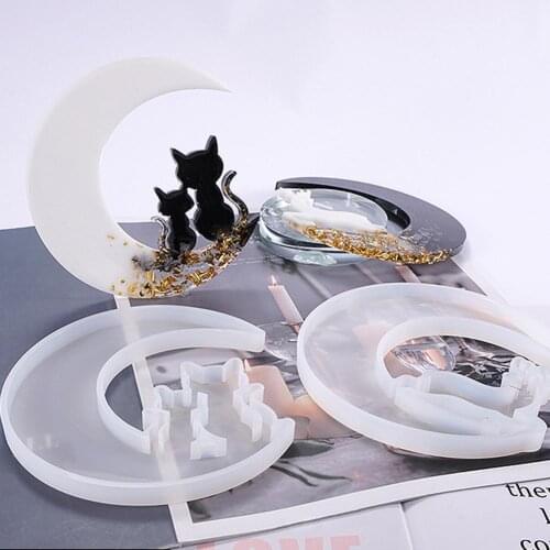 Moon Cat Pendant Silicone Mould DIY Table Ornament Crystal Epoxy Resin Mold Handmade Crafts Making Tool Home Decoration