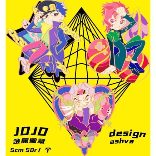 JoJos Bizarre Adventure Kujo Jotaro Kakyouin Noriaki DIO Metal Badge Button Brooch Pins Medal Costume Souvenir Cosplay Gifts