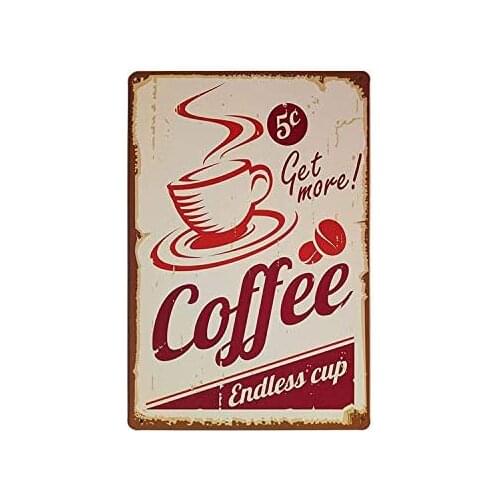 Metal Sign Coffee Art Tin Plates Wall Handing Painting for Cafe Garage Bar Pub Office Home Bedroom