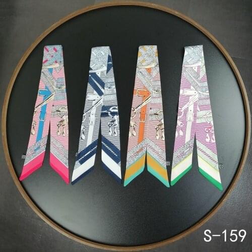 Fashion Retro Bag Scarf Luxury Brand Women Small Silk Scarf Print Head Scarf Handle Bag Ribbons Long Scarves G14
