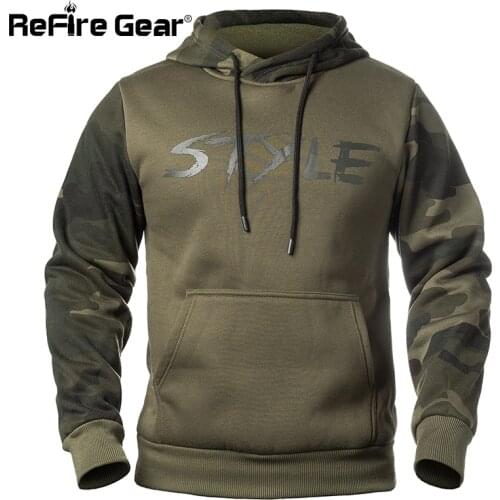 ReFire Gear Mens Camouflage Hoodies Spring Casual Fashion Pullover Fleece Hooded Sweatshirt Man Military Hoody Jacket US Size