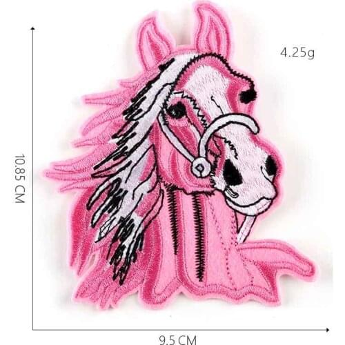 Pink horse Iron On Embroidered Clothes Patches For Clothing Stickers Garment Wholesale