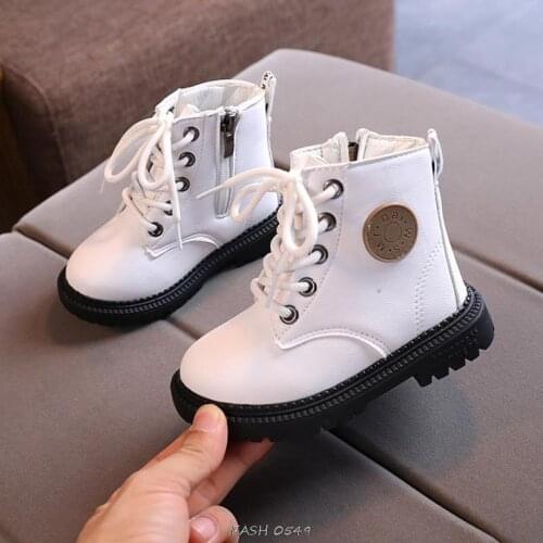 New girls Martin boots fashion all-match childrens boots autumn winter British style boys soft sole leather boots