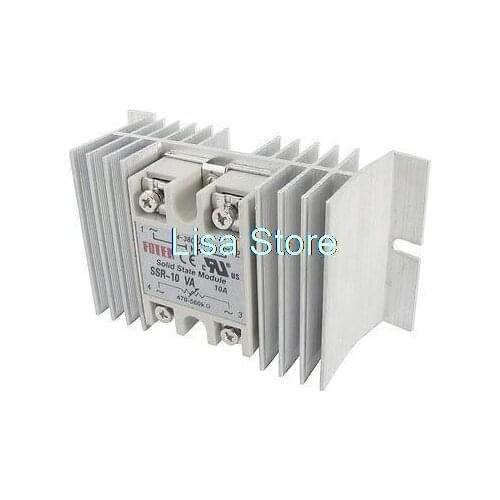 Single Phase Solid State Relay SSR-10VA 10A 24-380V AC 470-560K Ohm w Heatsink