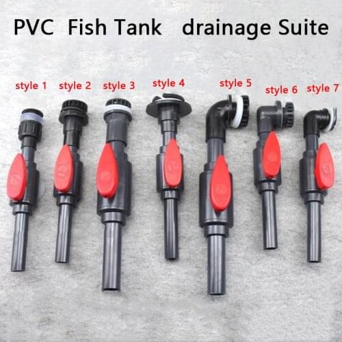PVC Tank Drainage + Ball Valve + Pipe Fitting Connector For Aquarium Fish Tank Garden landscape water tank with drainage 1 Pcs