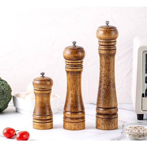 Adjustable Ceramic Grinder Pepper Grinder 5" 8" 10" Solid Wood Spice Tools Bottle Kitchen Cooking Tool