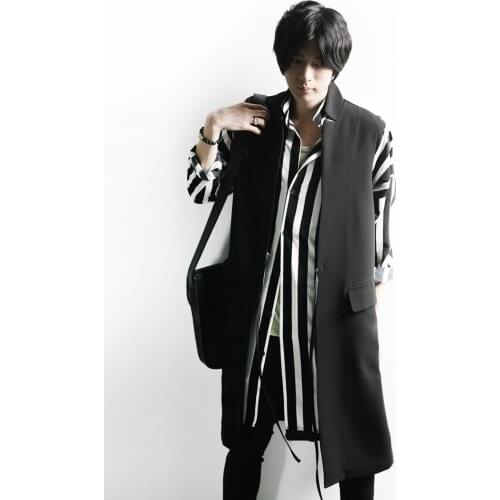 S-5XL 2017 New Men womens clothing slim fashion Bigbang costume Hair Stylist stand collar long vest plus size singer costumes