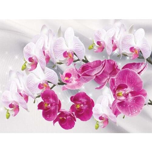 Flower Orchid Printed Fabric 11CT Cross-Stitch Patterns Embroidery DMC Threads Handiwork Handicraft Hobby Craft Jewelry Floss