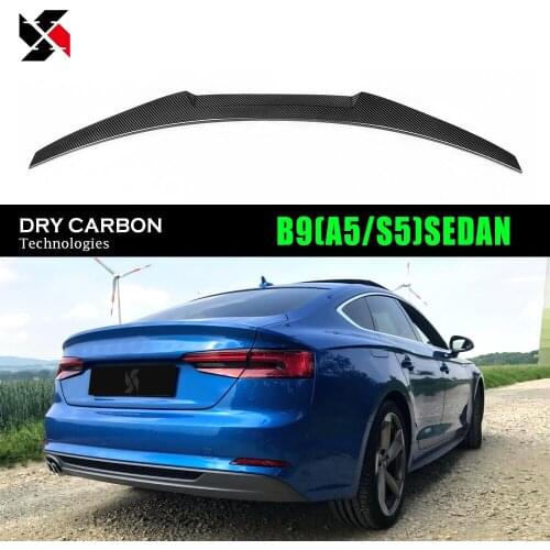 Rear Wings Dry Carbon Fiber Tech Fit For Audi A5 B9 2017-2020 4-Door Sallon Car Rear Trunk Wings Boot Tail Spoilers