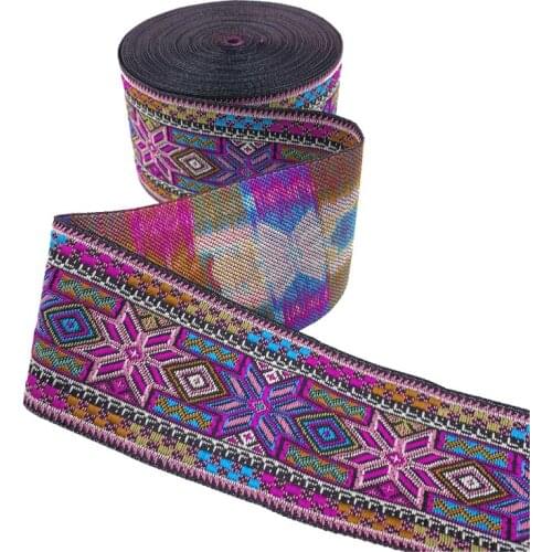 ZERZEEMOOY 50MM 7Meter Polyester Woven Jacquard Ribbon Flower color For Curtain And Clothing Accessory