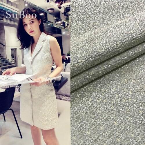European elegant style yarn-dyed silver metallic jacquard brocade fabric for autumn winter dress suit tecidos tissu coton SP5886
