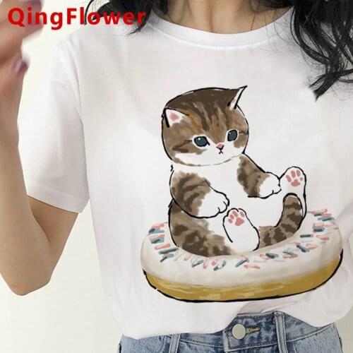 13 Cartoon Cute Cat Creative Summer 2021 Womens Print Round Neck Short-sleeved T-shirt Women Loose Top Oversized T-shirt S-4XL