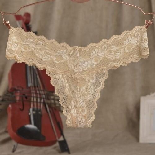 Full lace decoration sexy thong panties womens low-waist perspectivity transparent temptation sexy t
