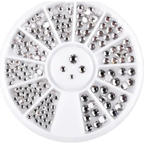 1 Box Transparent 3D Acrylic Flat Crystal Wheel Nail Stickers Decoration DIY Nail Art Tips Jewelry Rhinestones Manicure tools