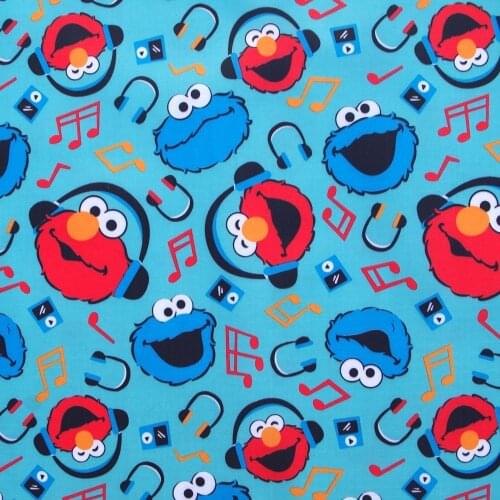 1 yard Polyester/PVC coated Waterproof Fabric for bag,- Cartoon and Music Note on Blue background (width=140cm)