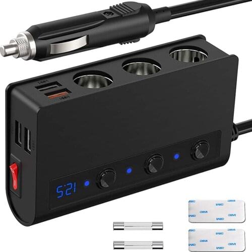 12-24V Quick Charge 3 Socket Car Cigarette Lighter Splitter Satisfy GPS 3600mA ABS 3M Sticker 4 Port USB Outport Car Charger