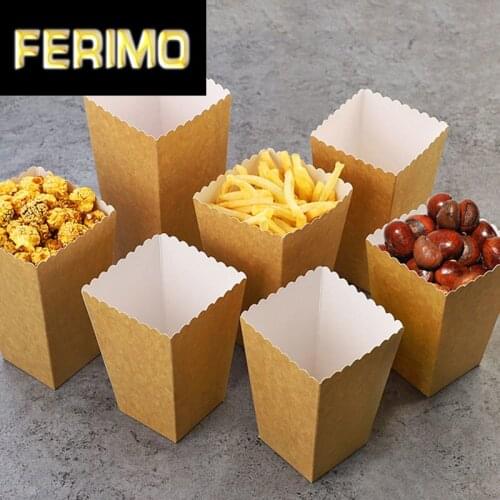 12pcs/lot Kraft Paper Cornpop Boxes Sweets Candy Packaging Boxes Wedding Decorations Birthday Party Supplies Fruit Fries Box