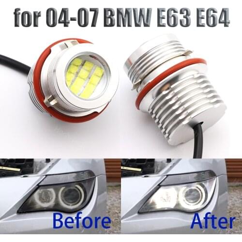 120W for 04-07 BMW 6-series E63 E64 645Ci 650i LED Angel Eyes Ring Marker Light Bulbs Xenon White 6000K Car Accessories