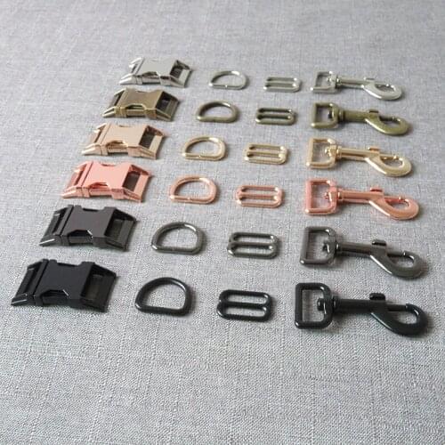 20 sets wholesale 25mm metal straps slider D ring release belt buckle snap clasp for pet dog collar leash harness accessories