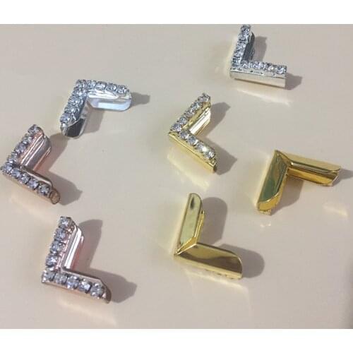 5Pcs Golden Silver Rose Gold Rhinestone Book Scrapbooking Albums Menus Folders Crystal Diamonds Corner Protector