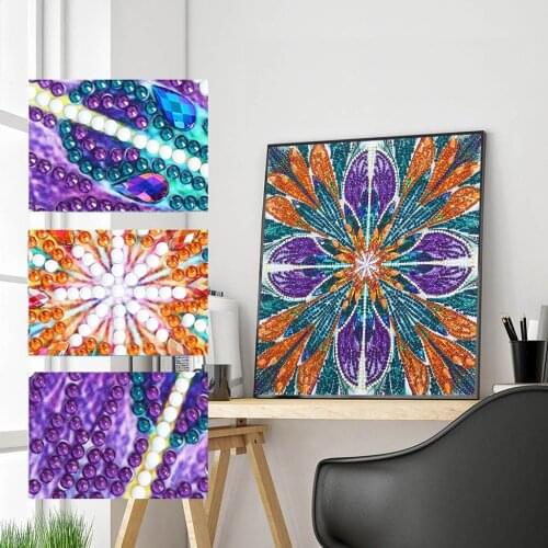 5D DIY Luminous Diamond Painting Rhinestone Mandala Design Full Round Custom Diamond Mosaic Crystal Beads Home Decoration Gift