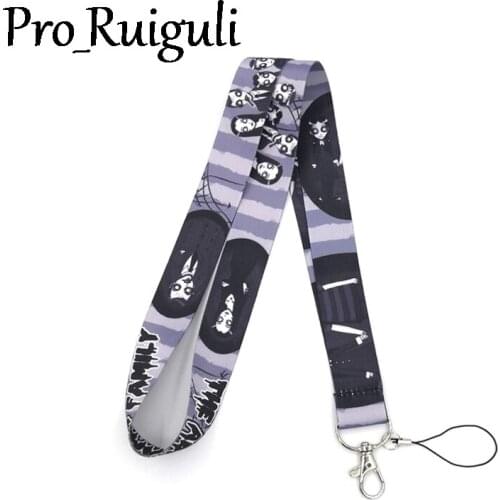 30pcs Addams famlily Neck Strap Lanyard keychain Mobile Phone Strap ID Badge Holder Rope Key Chain Keyrings cosplay Accessories