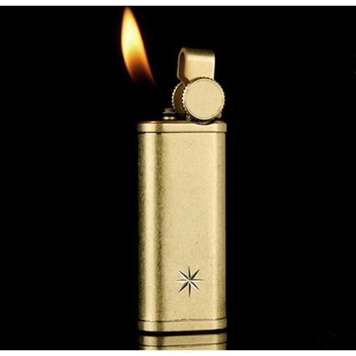 Honest oblique fire retro vintage grinding wheel gas lighter inflatable pure copper liner shell integrated pipe special flame