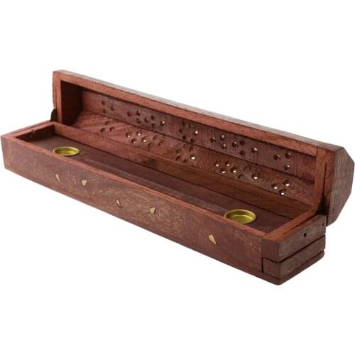 Bodhi Wood Incense Burner Case Box Holders 10.24 X 2 X 2.2 Inch