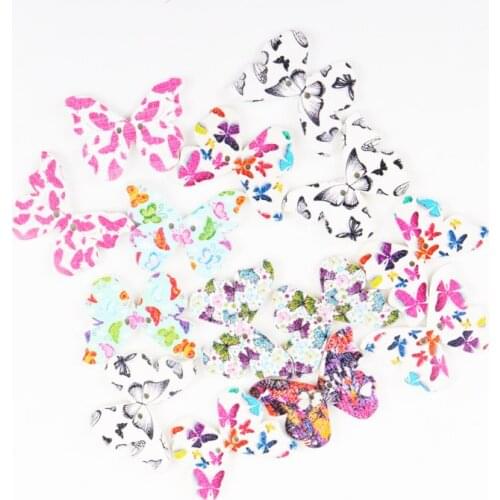 Wood Sewing Button Scrapbooking Butterfly Mixed color for carft 21x28mm 20pcs