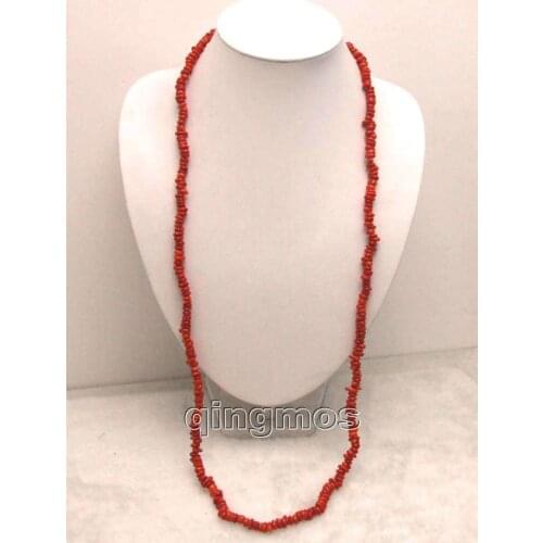Long 32 inch 8mm Natural Red slice Coral Necklace -nec5809 Wholesale/retail Free shipping
