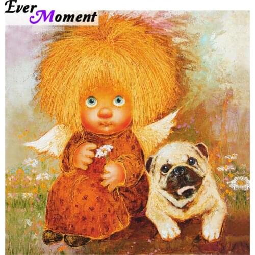 Ever Moment DIY Diamond Painting Cross Stitch Angel Kid Needlework Home Decor Rhinestone Mosaic 5D Diamond Embroidery ASF612
