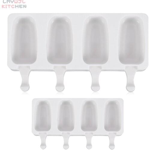 4-Hole Ice Cream Mold Food Grade Silicone Popsicle Ice Cream Pudding Mold Household Ice Cream Tools Ice Tray Ice Maker