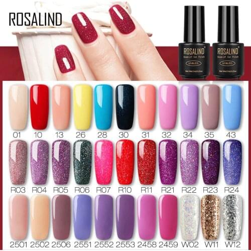ROSALIND Gel Nail Polish Hybrid Varnishes Soak Off Nail Gel Semi Permanent Gellak Base Top Coat Nail Lacquer For Manicure Art