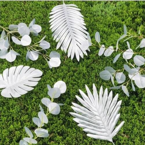 Artificial Plants Silver Leaf Box Decor Christmas Decoration Accessories Wedding Party Decor Valentines Day Bedroom Table Decor