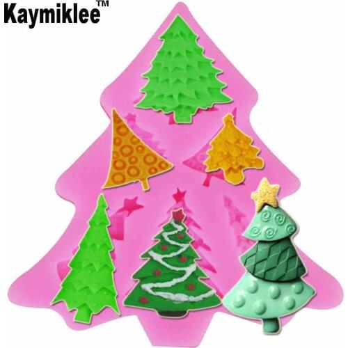 Kaymiklee M829 Christmas Trees Mold for Sugar Chocolate Jello Jelly Ice Fondant Cake Gumpaste Chocolate Pastry Mold