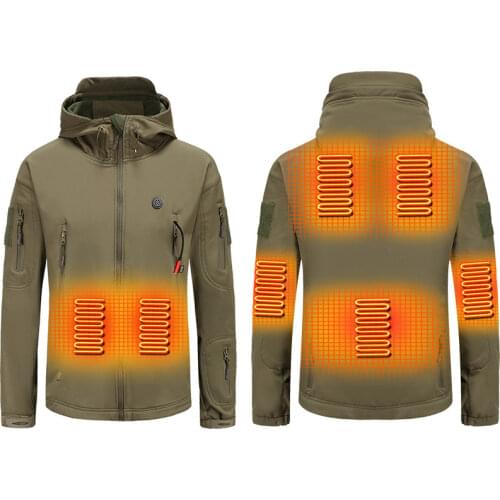 Winter USB Electrical Heated Jacket Men Women Long Sleeve Hooded Cotton Coat Outdoor Skiing Cycling Hunting Hiking Warm Clothing