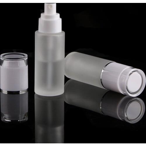 50pcs 50ml Frosted Transparent Glass Cosmetic Bottle with Press Dispenser Fine Mist Spray Pump,Customize Logo Private Label