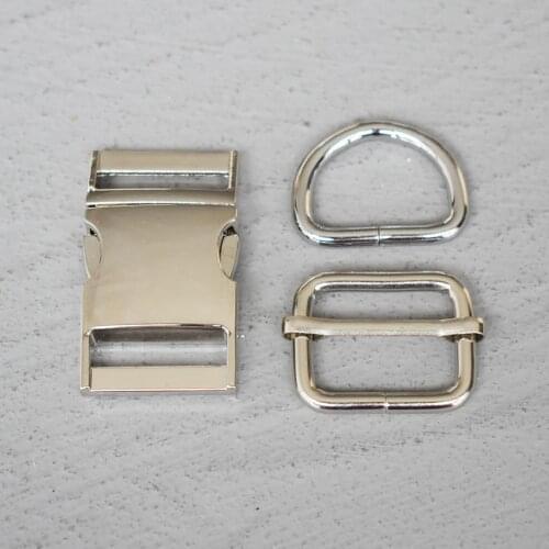 10 Sets 25mm Webbing Metal Hardware Strap Slider D Ring Release Belt Buckle For Dog Collar Paracord Sewing Accessory