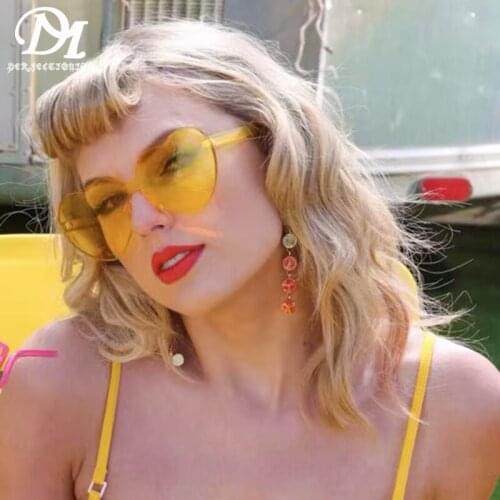 DM PERFECTIONISM Fashionable Candy-Colored Heart-Shaped Sunglasses Frameless One-Piece