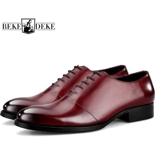 Men Oxford Shoes Casual Business Office Dress Genuine Leather Footwear Designer Solid Color Pointed Toe Formal Zapatos Hombre