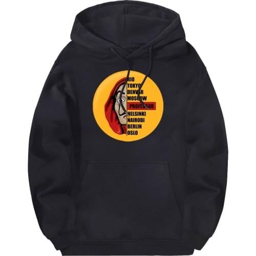La casa de papel Mans Sweatshirts Hooded Fleece Brand Pullovers Fashion Hoody Full Sleeve Hoodies Breathable Moletom Masculino