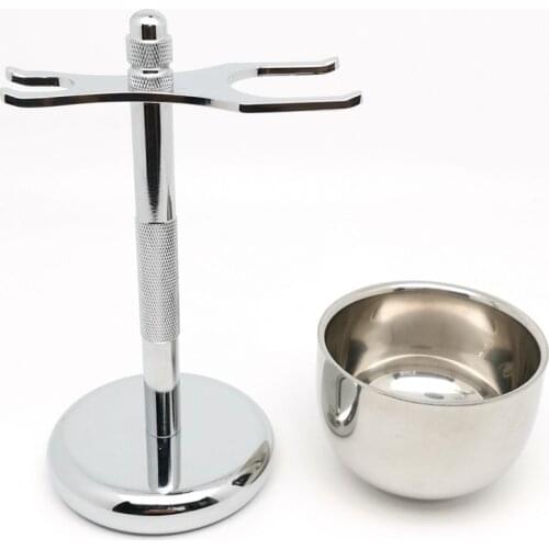 TEYO Shaver Holder Set Include Chrome Shaving Brush Stand Razor Stand and Cup Perfect for Wet Shave Double Edge Razor