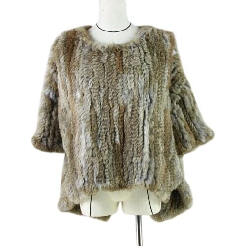 Zero Fish autumn and winter female fur cape O-neck knitted rabbit fur shawl fur cloak outerwear rabbit fur poncho