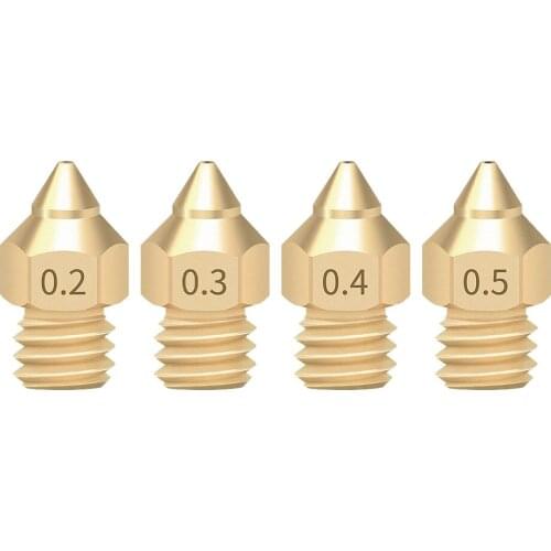3D Printer Brass Copper TTS New Version Of Pointed Nozzle Mixed Sizes 1.75mm 0.2/0.3/0.4/0.5 Extruder Print Head For Ender 3 V2