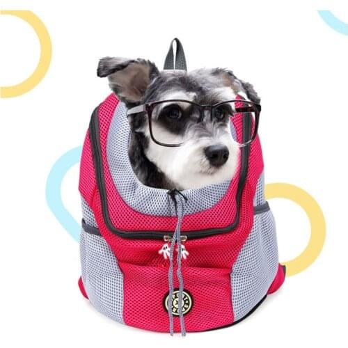 New Portable Outdoor Travel Double Shoulder Strap Backpack Pet Dog Carrier Bag Mesh Front Backpack Dog Head Backpack